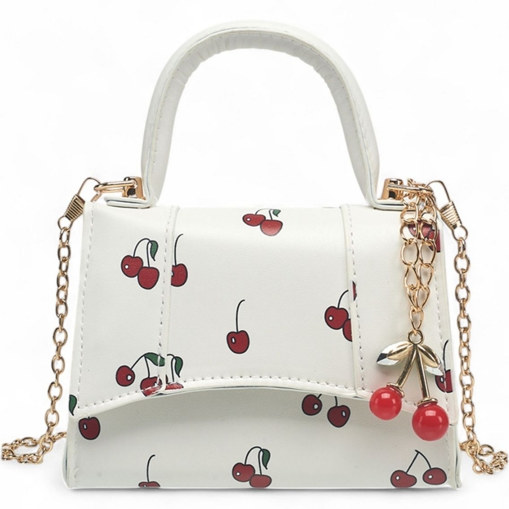Willow & Ruby Girls' Cherry Print Mini Top Handle Crossbody Bag with Charm